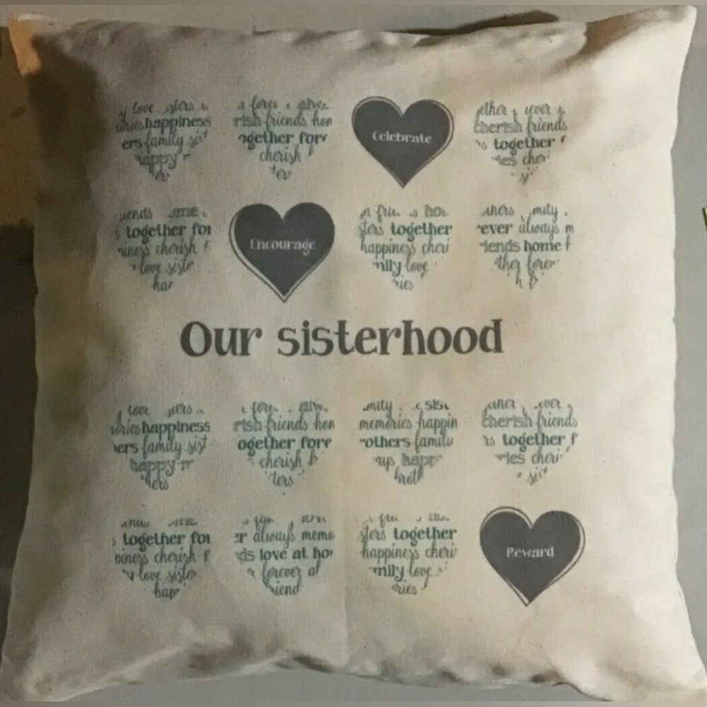 Thirty One Sisterhood Heart Canvas Pillow Case - Natural Color - NWT